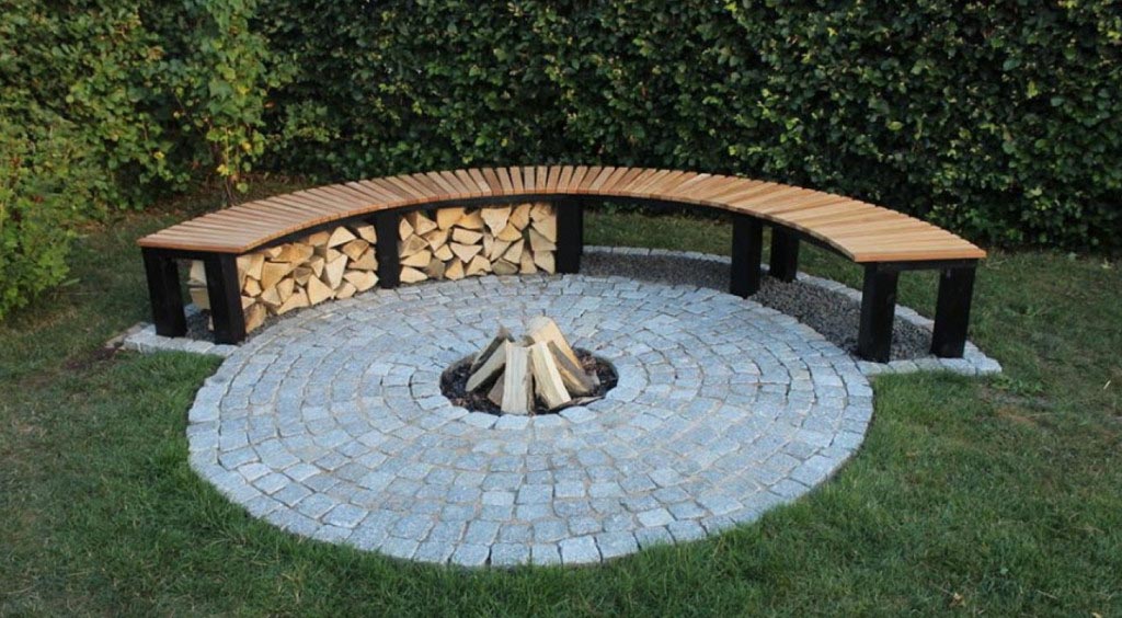 Curved Fire Pit Bench