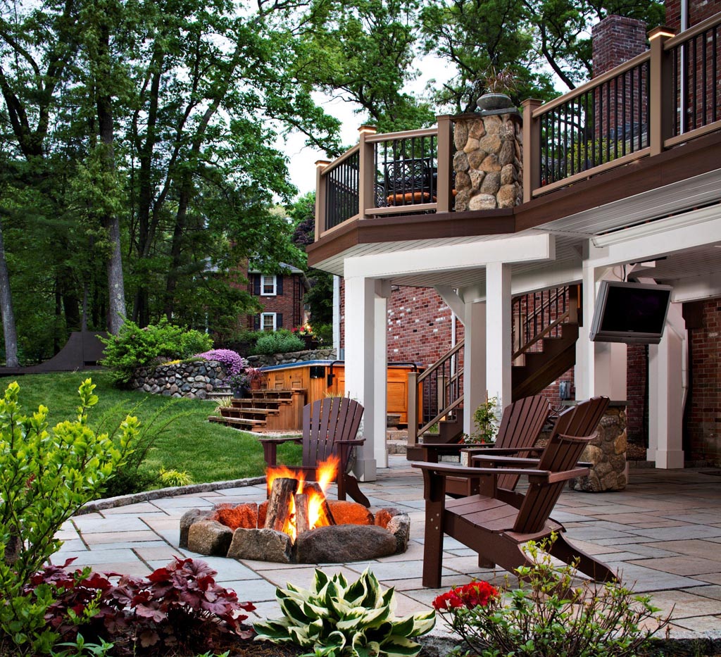 Fire Pit on Wood Deck