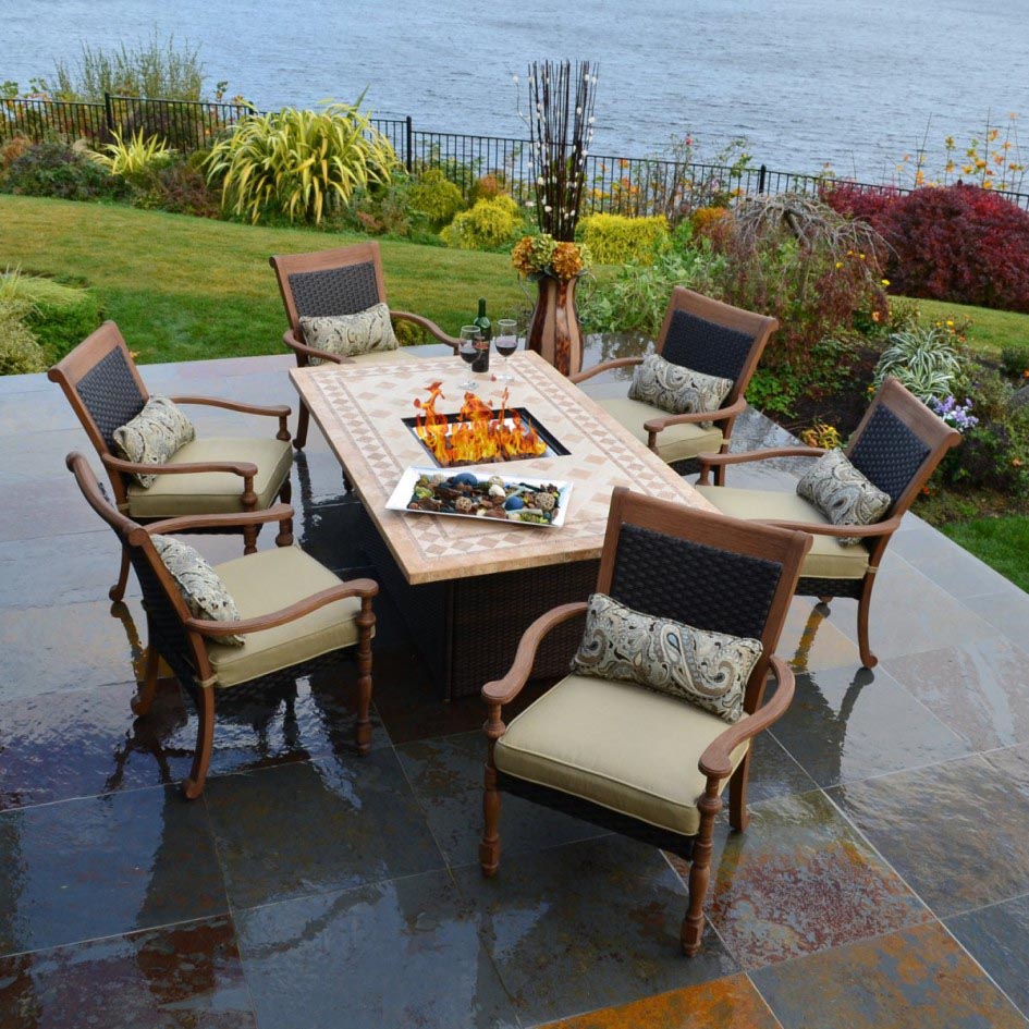 Patio Furniture Set with Fire Pit Table