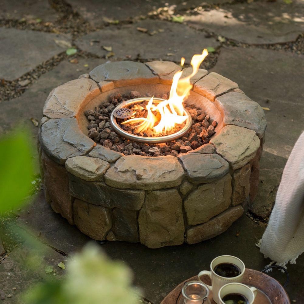 Propane Fire Pit with Glass Rocks