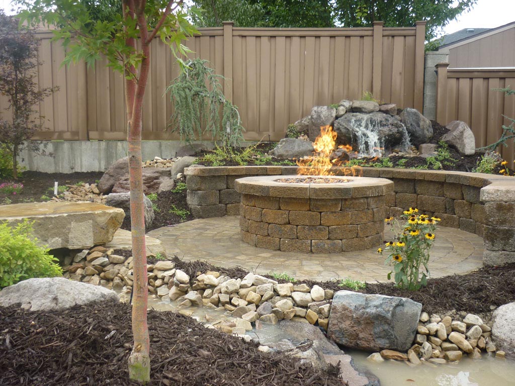 Brick Paver Patio with Fire Pit