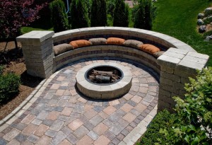 Fire Pit with Seating Wall