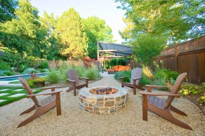 Fire Pit with Adirondack Chairs