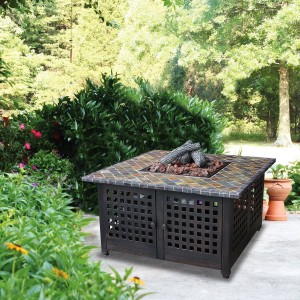Uniflame Ceramic Tile Hexagon Propane Gas Fire Pit